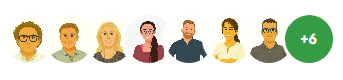 Sept portraits illustr&eacute;s de membres de l'&eacute;quipe AGEPL, suivis de &laquo; +6 &raquo; pour les autres membres.